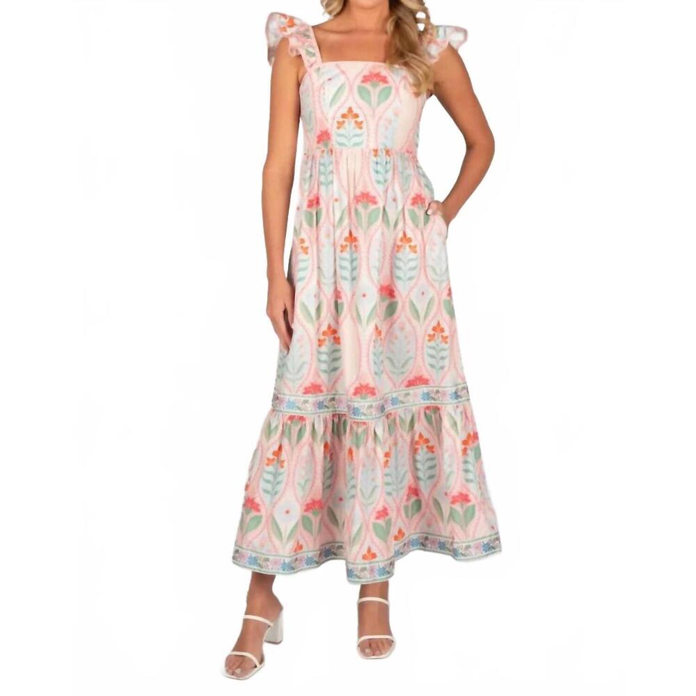 NEW SINCERELY OURS oleander maxi dress in petal trellis